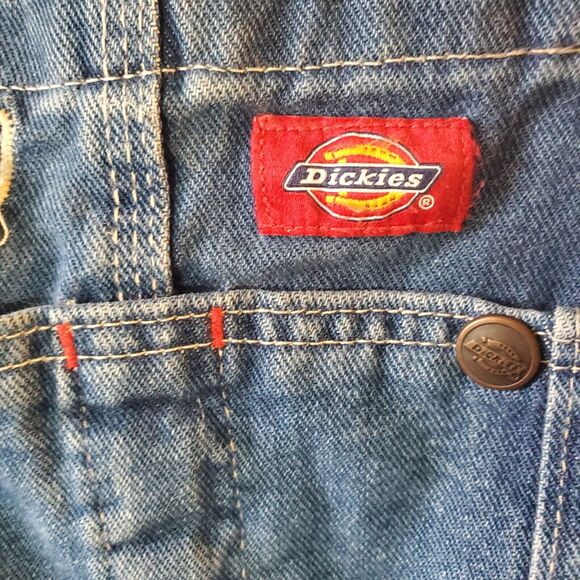 Dickies Bib Coveralls 34x30 Blue Denim Work Farm Carpenter Unisex Groover Rave - Picture 9 of 11